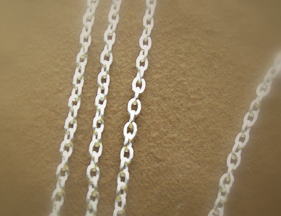 3x2 mm link Silver plated metal base cable chain